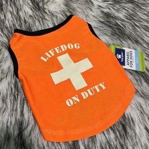 NWT Top Paw Lifedog on Duty Swim Orange Athletic Sport Shirt Small